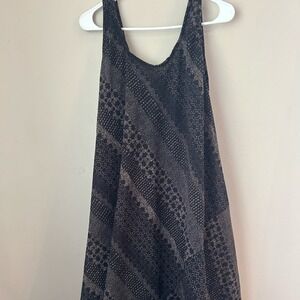 VTG Highness Womens One Size Boho Sleeveless Maxi Dress Black Tan Flowy‎ Summer